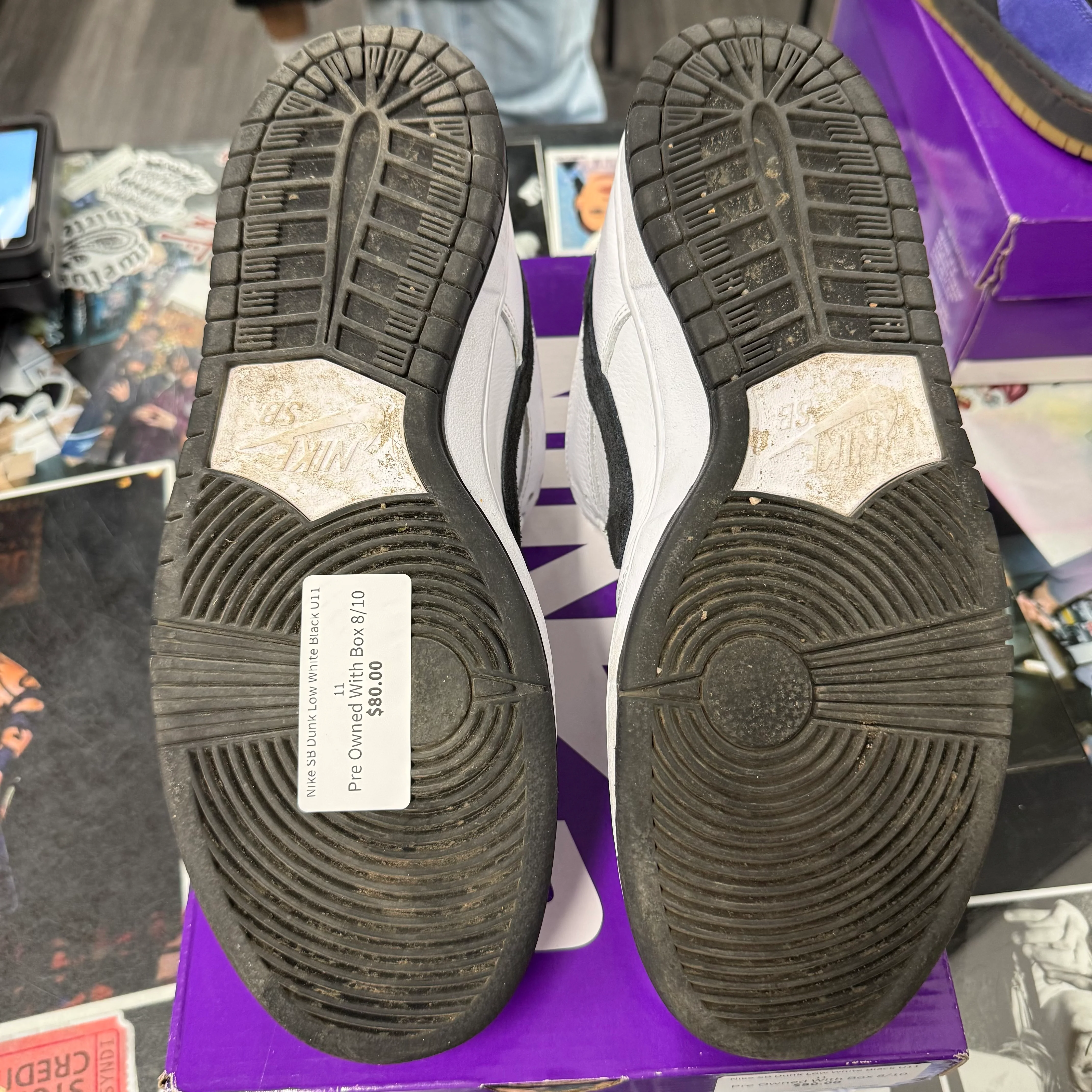 Nike SB Dunk Low White Black U11 - Image 3